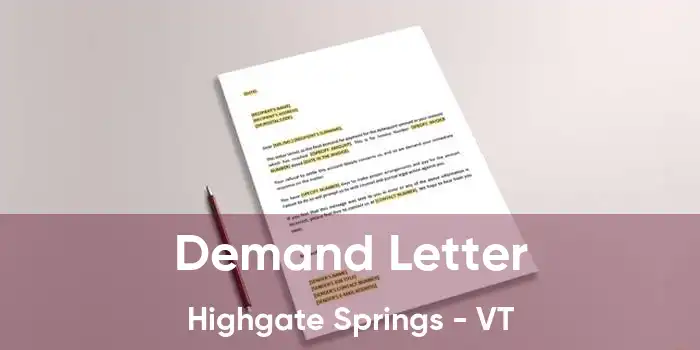 Demand Letter Highgate Springs - VT